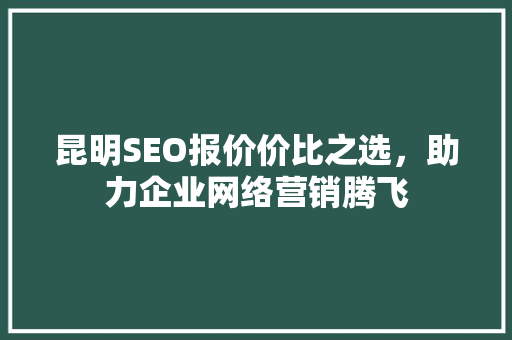 昆明SEO报价价比之选，助力企业网络营销腾飞 SEO关键词
