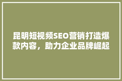 昆明短视频SEO营销打造爆款内容，助力企业品牌崛起 必应SEO