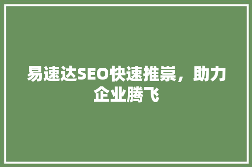 易速达SEO快速推崇，助力企业腾飞 百度SEO