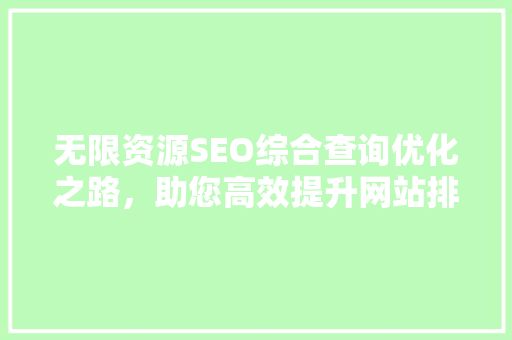 无限资源SEO综合查询优化之路，助您高效提升网站排名 神马SEO