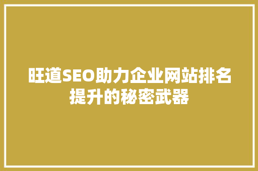 旺道SEO助力企业网站排名提升的秘密武器 搜狗SEO