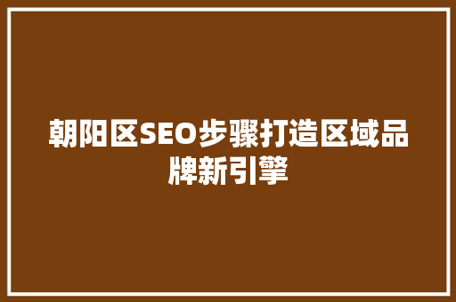 朝阳区SEO步骤打造区域品牌新引擎 SEO关键词