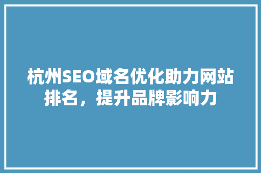 杭州SEO域名优化助力网站排名，提升品牌影响力