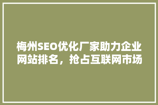梅州SEO优化厂家助力企业网站排名，抢占互联网市场先机 百度SEO