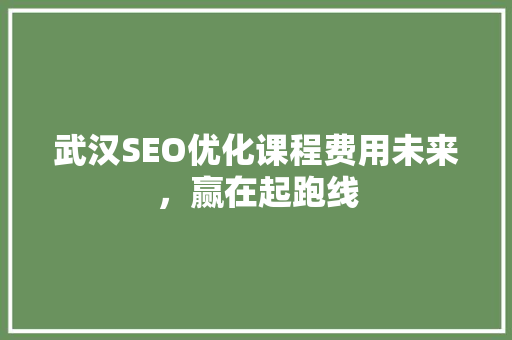 武汉SEO优化课程费用未来，赢在起跑线 百度SEO