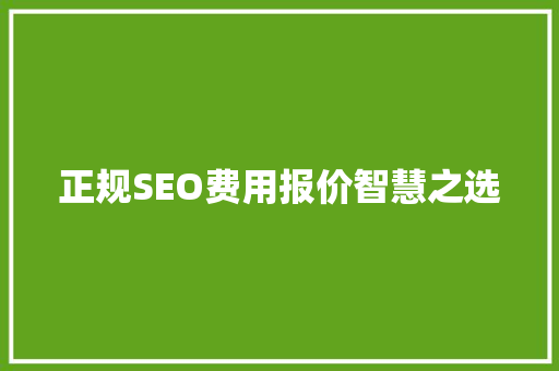 正规SEO费用报价智慧之选 网站建设公司