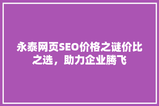 永泰网页SEO价格之谜价比之选，助力企业腾飞 百度SEO