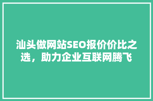 汕头做网站SEO报价价比之选，助力企业互联网腾飞 神马SEO