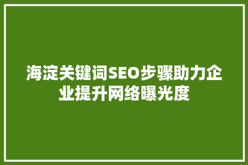 海淀关键词SEO步骤助力企业提升网络曝光度 百度SEO