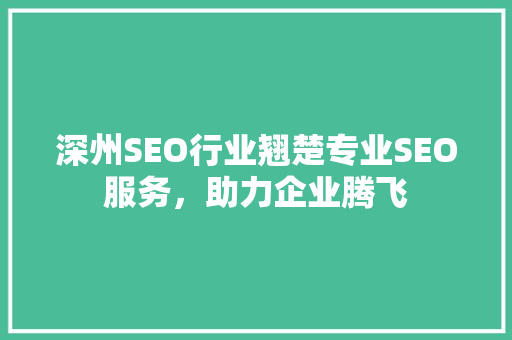 深州SEO行业翘楚专业SEO服务，助力企业腾飞 百度SEO