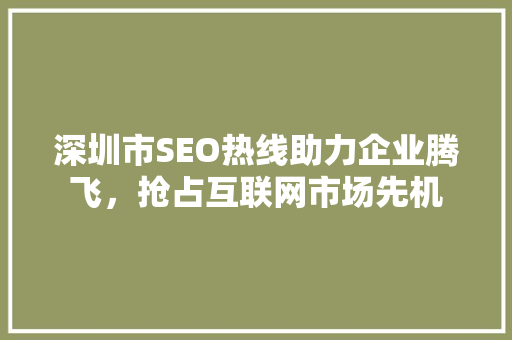 深圳市SEO热线助力企业腾飞，抢占互联网市场先机 必应SEO