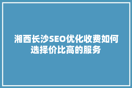 湘西长沙SEO优化收费如何选择价比高的服务 网站建设公司