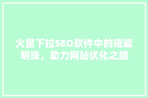 火星下拉SEO软件中的璀璨明珠，助力网站优化之路 百度SEO