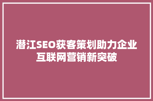 潜江SEO获客策划助力企业互联网营销新突破 网站建设公司