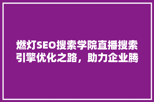燃灯SEO搜索学院直播搜索引擎优化之路，助力企业腾飞 搜狗SEO