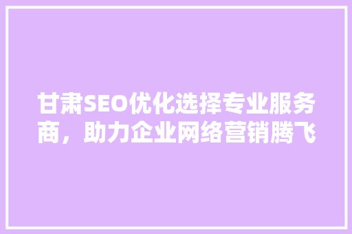 甘肃SEO优化选择专业服务商，助力企业网络营销腾飞 SEO关键词