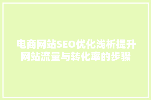 电商网站SEO优化浅析提升网站流量与转化率的步骤 网站建设公司