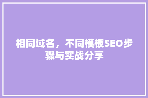相同域名，不同模板SEO步骤与实战分享 网站建设公司