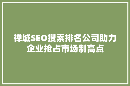 禅城SEO搜索排名公司助力企业抢占市场制高点