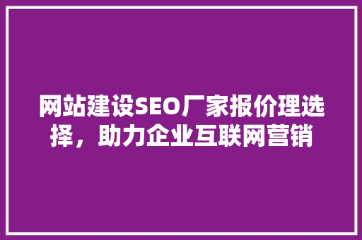 网站建设SEO厂家报价理选择，助力企业互联网营销 神马SEO