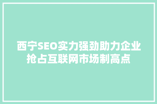 西宁SEO实力强劲助力企业抢占互联网市场制高点 必应SEO