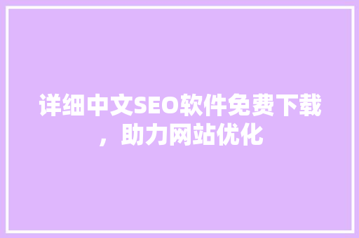 详细中文SEO软件免费下载，助力网站优化