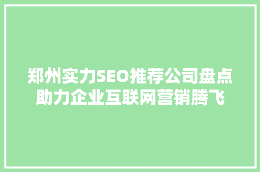 郑州实力SEO推荐公司盘点助力企业互联网营销腾飞 SEO关键词