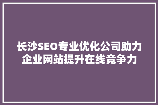 长沙SEO专业优化公司助力企业网站提升在线竞争力 神马SEO