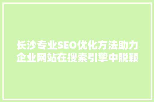 长沙专业SEO优化方法助力企业网站在搜索引擎中脱颖而出 SEO关键词 长沙专业SEO优化方法助力企业网站在搜索引擎中脱颖而出 SEO关键词