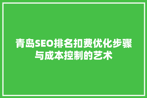青岛SEO排名扣费优化步骤与成本控制的艺术