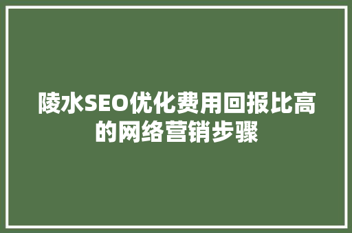 陵水SEO优化费用回报比高的网络营销步骤