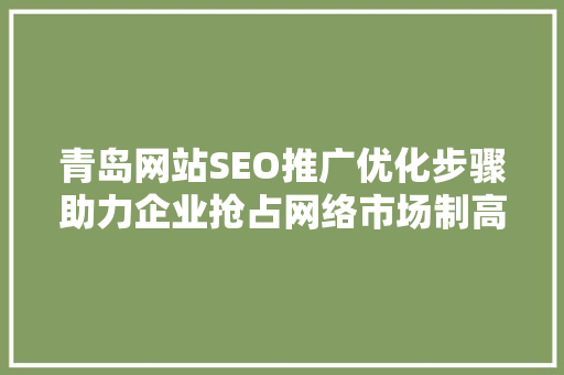 青岛网站SEO推广优化步骤助力企业抢占网络市场制高点
