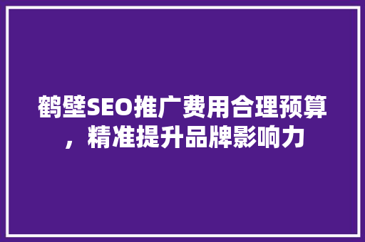 鹤壁SEO推广费用合理预算，精准提升品牌影响力