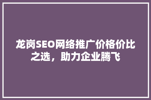 龙岗SEO网络推广价格价比之选，助力企业腾飞