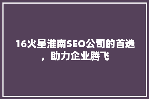 16火星淮南SEO公司的首选，助力企业腾飞 百度SEO