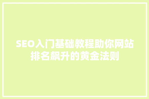 SEO入门基础教程助你网站排名飙升的黄金法则