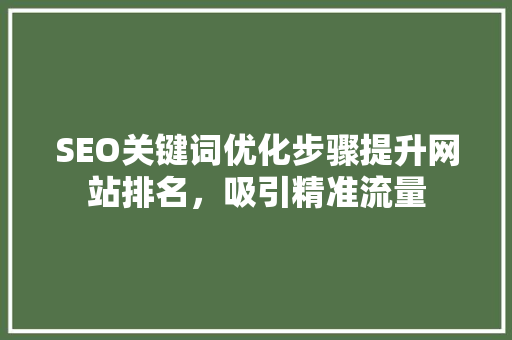 SEO关键词优化步骤提升网站排名，吸引精准流量 百度SEO
