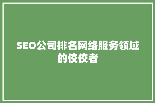 SEO公司排名网络服务领域的佼佼者 网站建设公司