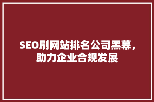 SEO刷网站排名公司黑幕，助力企业合规发展
