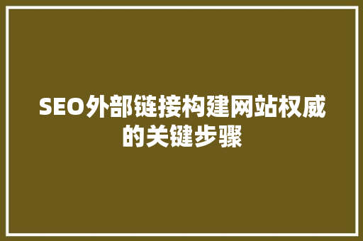 SEO外部链接构建网站权威的关键步骤 网站建设公司
