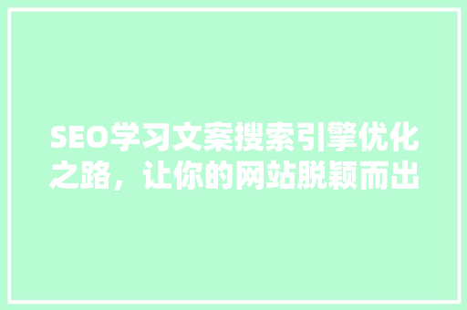 SEO学习文案搜索引擎优化之路，让你的网站脱颖而出 网站建设公司