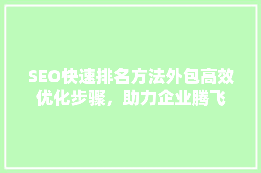 SEO快速排名方法外包高效优化步骤，助力企业腾飞 SEO关键词