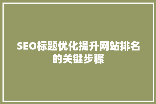 SEO标题优化提升网站排名的关键步骤 SEO关键词