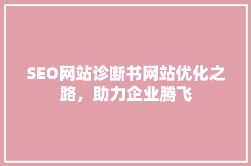 SEO网站诊断书网站优化之路，助力企业腾飞 网站建设公司