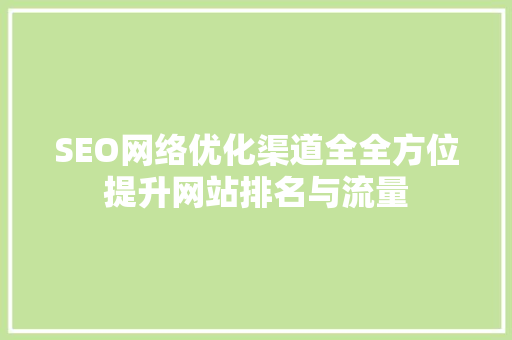 SEO网络优化渠道全全方位提升网站排名与流量 神马SEO