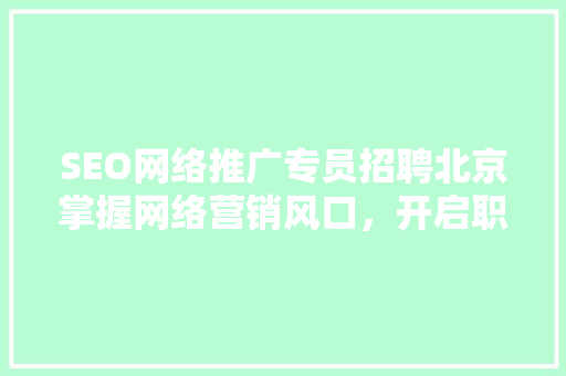 SEO网络推广专员招聘北京掌握网络营销风口，开启职业新篇章 百度SEO