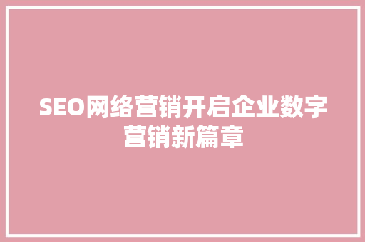 SEO网络营销开启企业数字营销新篇章 百度SEO