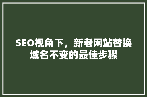 SEO视角下，新老网站替换域名不变的最佳步骤 SEO关键词
