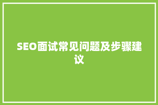 SEO面试常见问题及步骤建议 百度SEO
