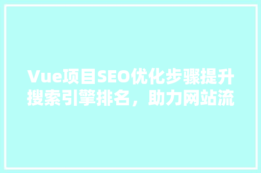 Vue项目SEO优化步骤提升搜索引擎排名，助力网站流量增长 网站建设公司